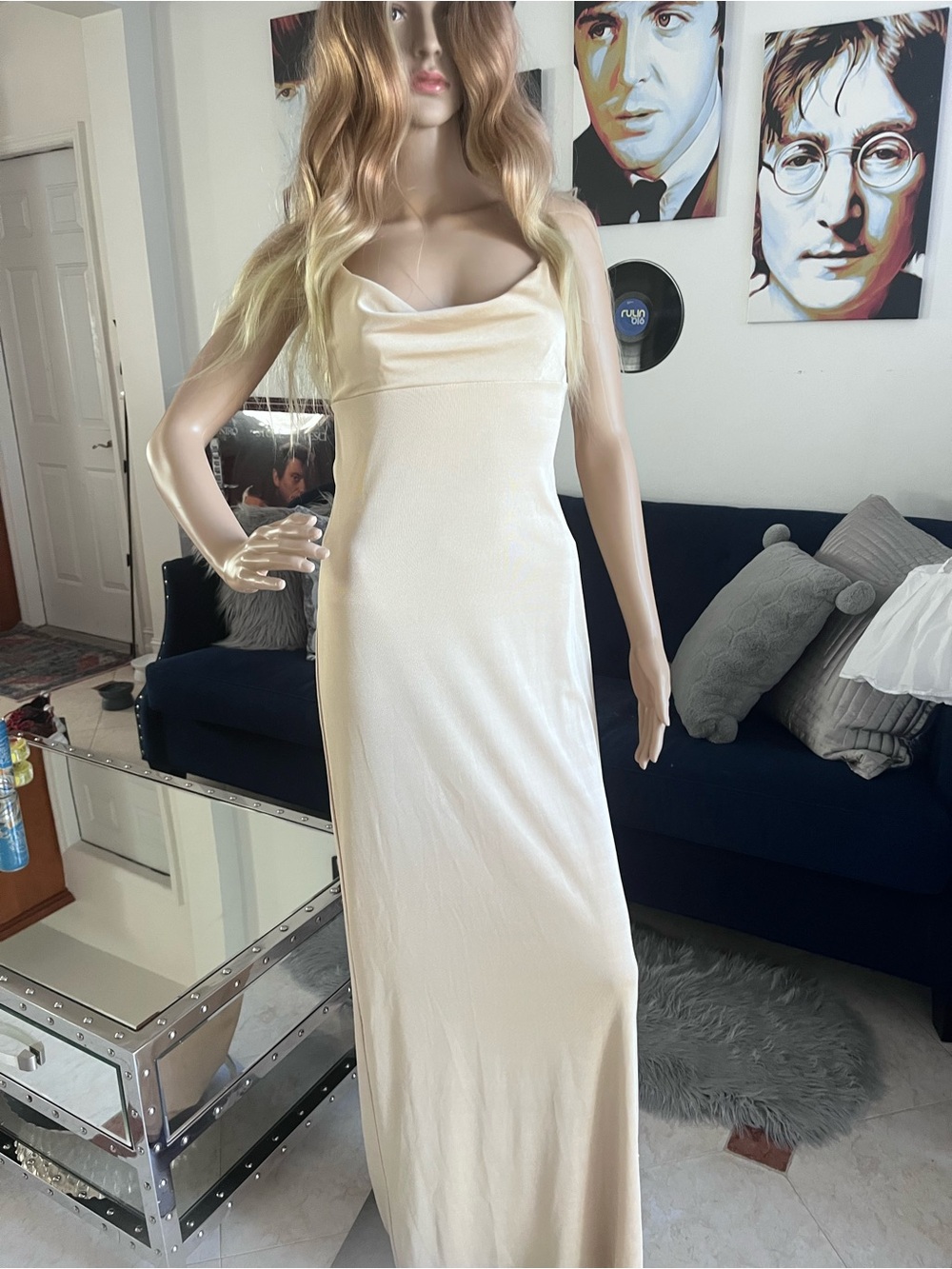 🧡Zara🧡Elegant Cream Slip Maxi Dress - Sleek Feminine Silhouette xs with tags